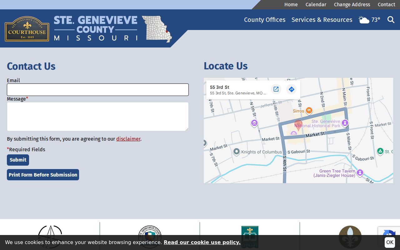 Ste. Genevieve County contact hub for case search routing context