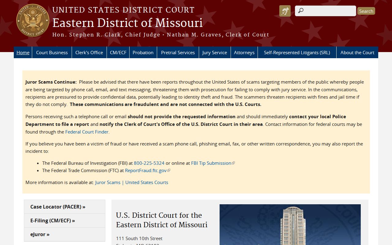 Ste. Genevieve County court records context for Eastern District of Missouri