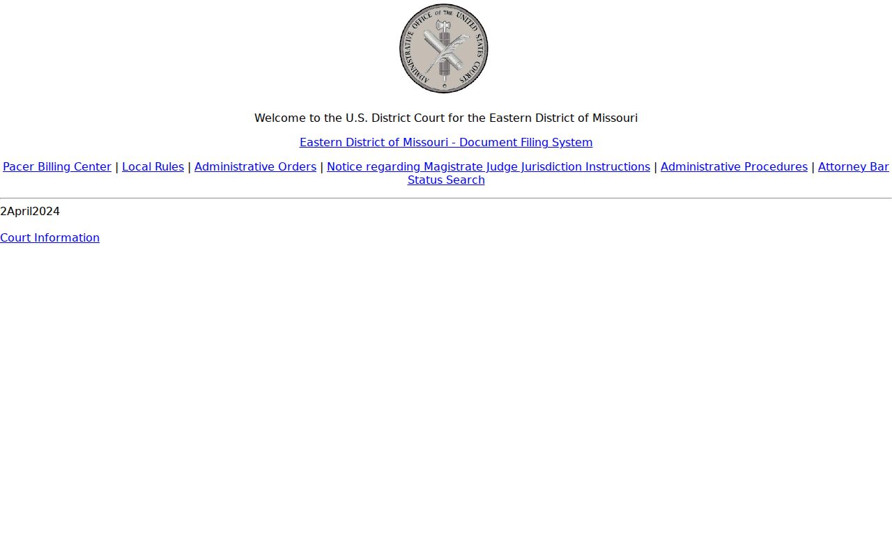 Ste. Genevieve County court records context showing Eastern District CM ECF access