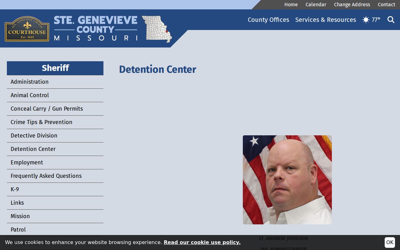 Ste. Genevieve County criminal docket court transport context at the detention center