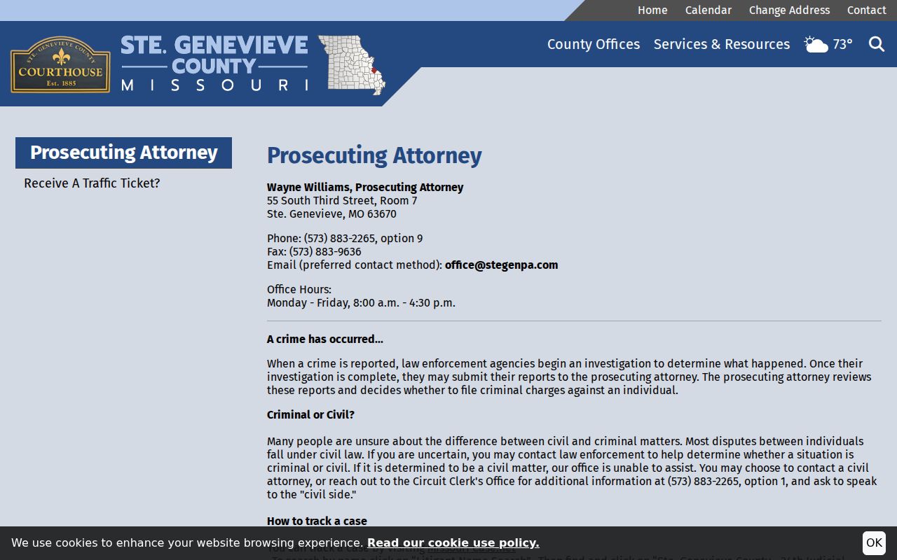 Ste. Genevieve County criminal docket Case.net search directions