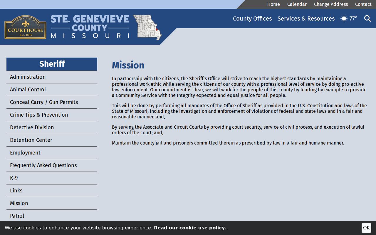 Ste. Genevieve County criminal docket court security and civil process context