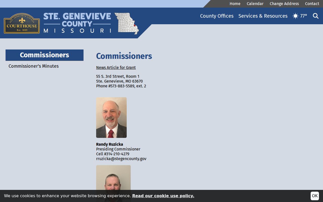 Ste. Genevieve County court docket county government contacts reference