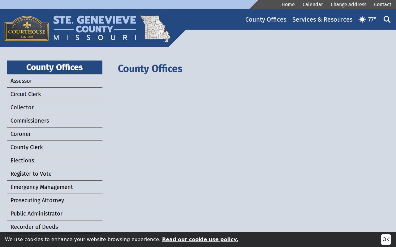 Ste. Genevieve County court docket county office directory reference
