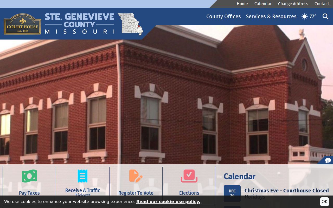 Ste. Genevieve County court docket courthouse-facing county services reference
