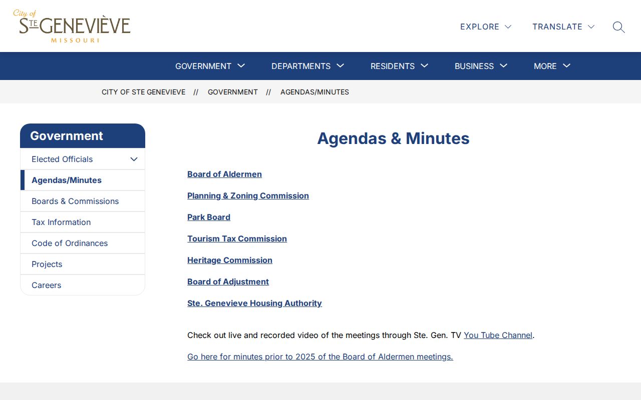 Ste. Genevieve court docket city agendas source