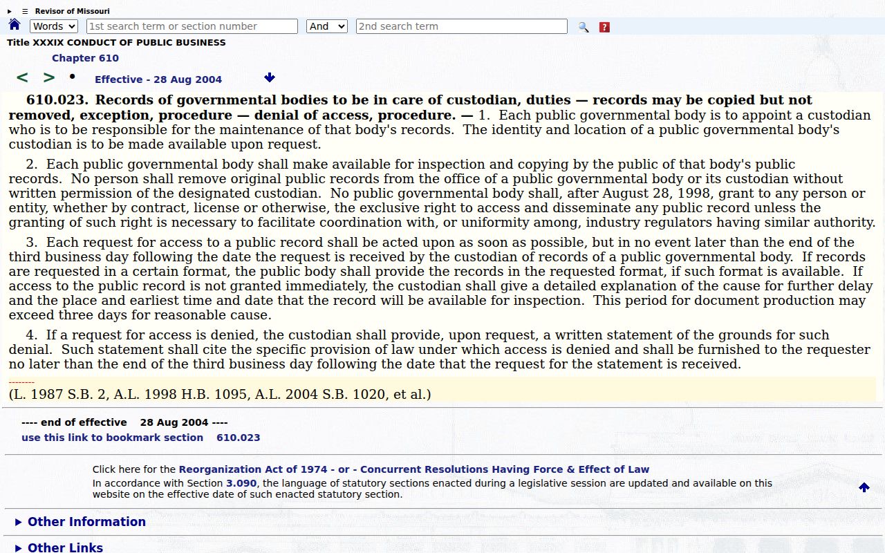 Missouri Sunshine Law request procedure for Ste. Genevieve traffic court record access